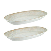 Bonna China Sands 7.5" x 4.25" x h:1" Oval Decorated Porcelain Platter (Set of 2)